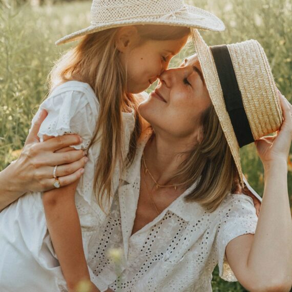 Mother-daughter bonding amidst nature's beauty